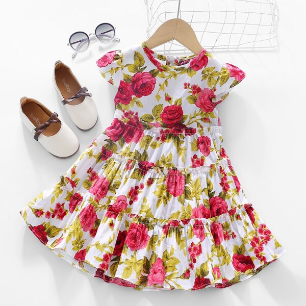 

Toddler Girls Allover Floral Layered Babydoll Dress, Multicolor