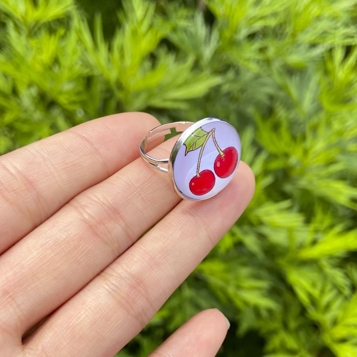 

1pc Cherry Graphic Ring, Red