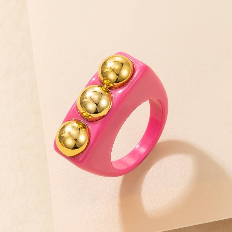 

1pc Resin Ring, Hot pink