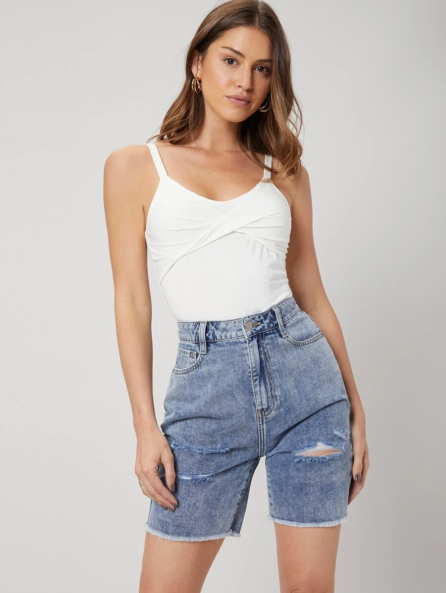 SHEIN Straight Leg Denim Shorts