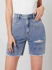 SHEIN Straight Leg Denim Shorts