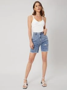 SHEIN Straight Leg Denim Shorts