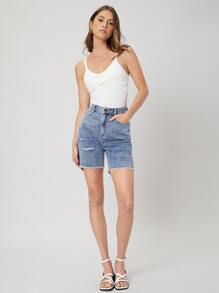 SHEIN Straight Leg Denim Shorts