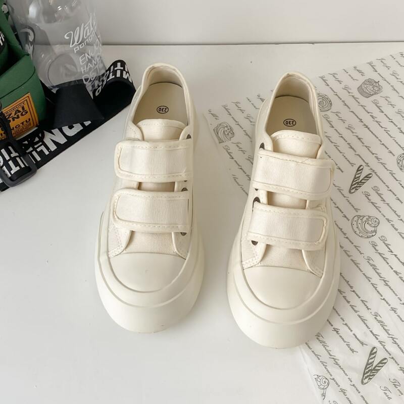 

Solid Velcro Canvas Sneakers, Beige