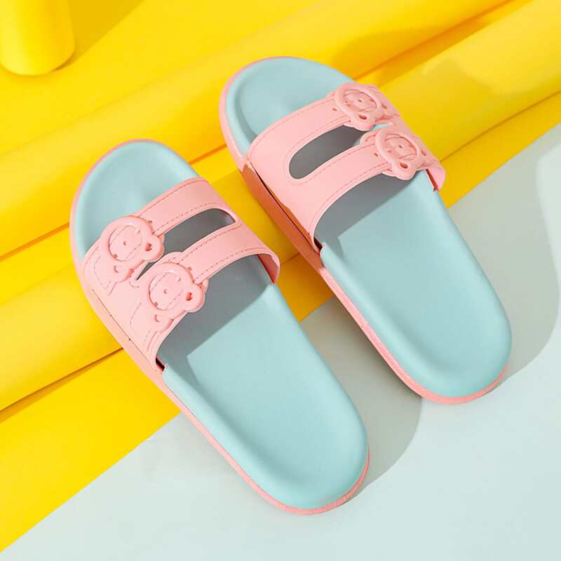 

Colorblock Bear Buckle Slides, Baby pink