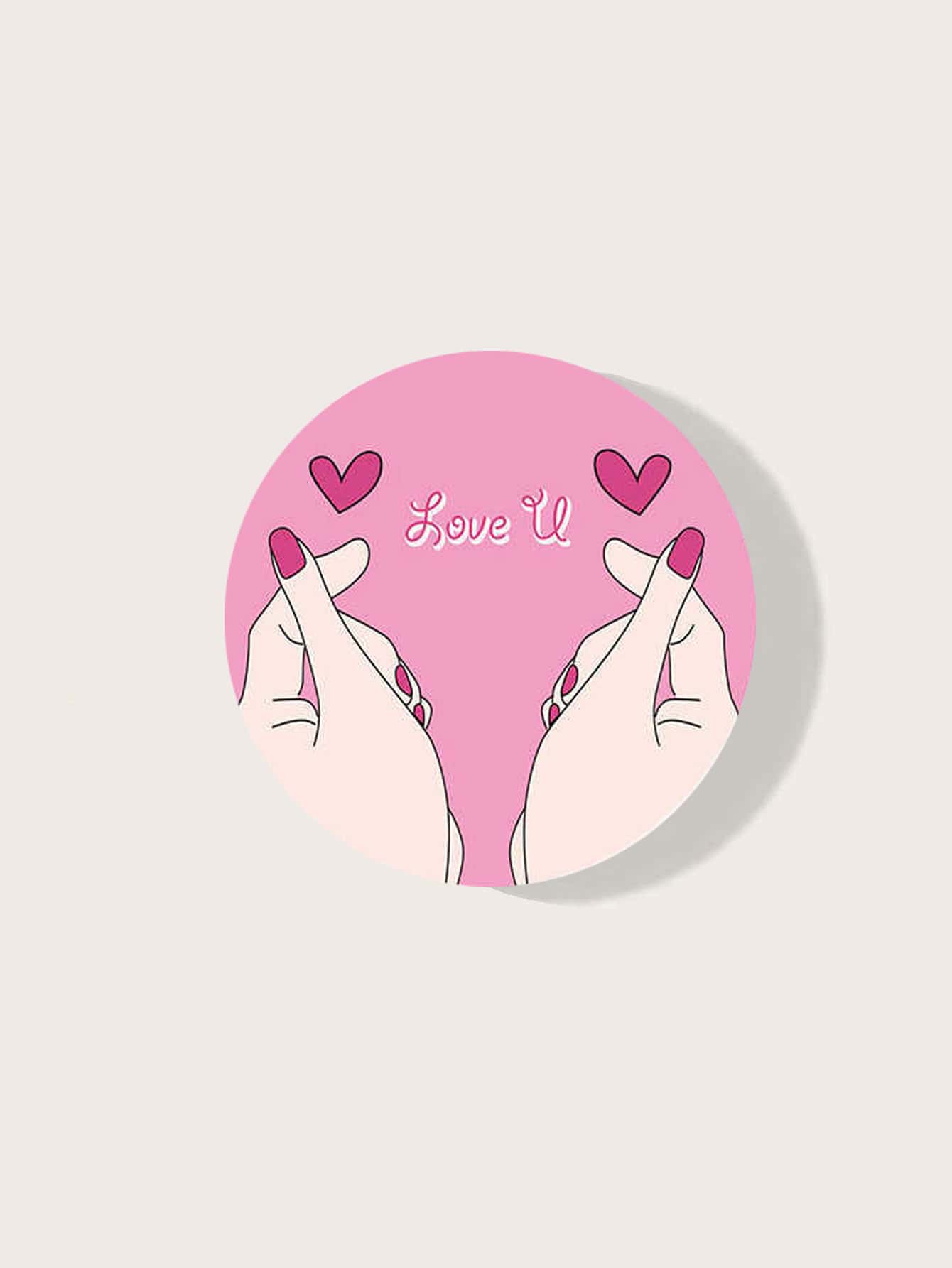 Tay cầm điện thoại bật lên hình trái tim ngón tay - Hồng - Xem 1