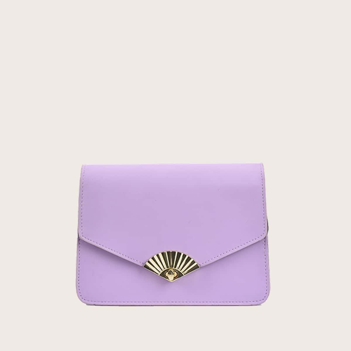 

Fan Lock Solid Crossbody Bag, Lilac purple