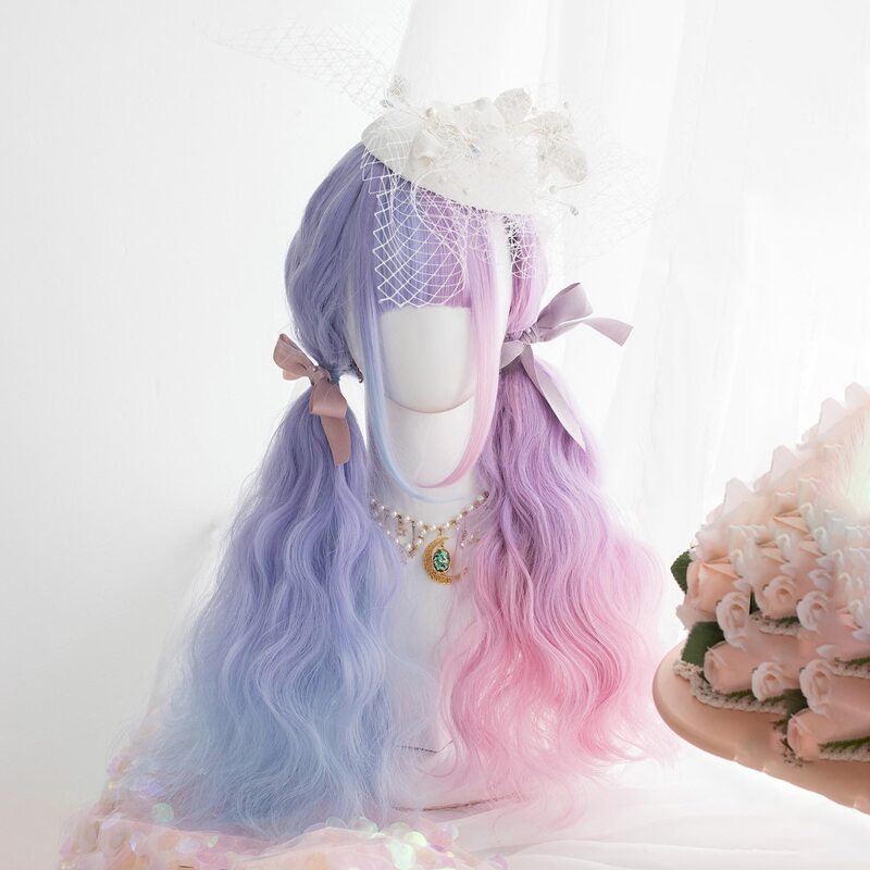 

Colorblock Curly Wig With Bangs, Multicolor
