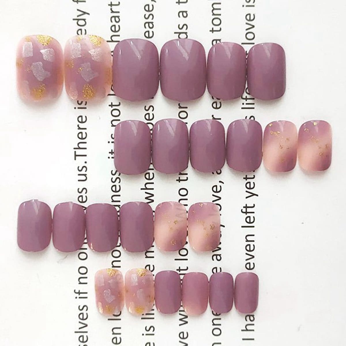 

24pcs Glitter Fake Nail, Purple