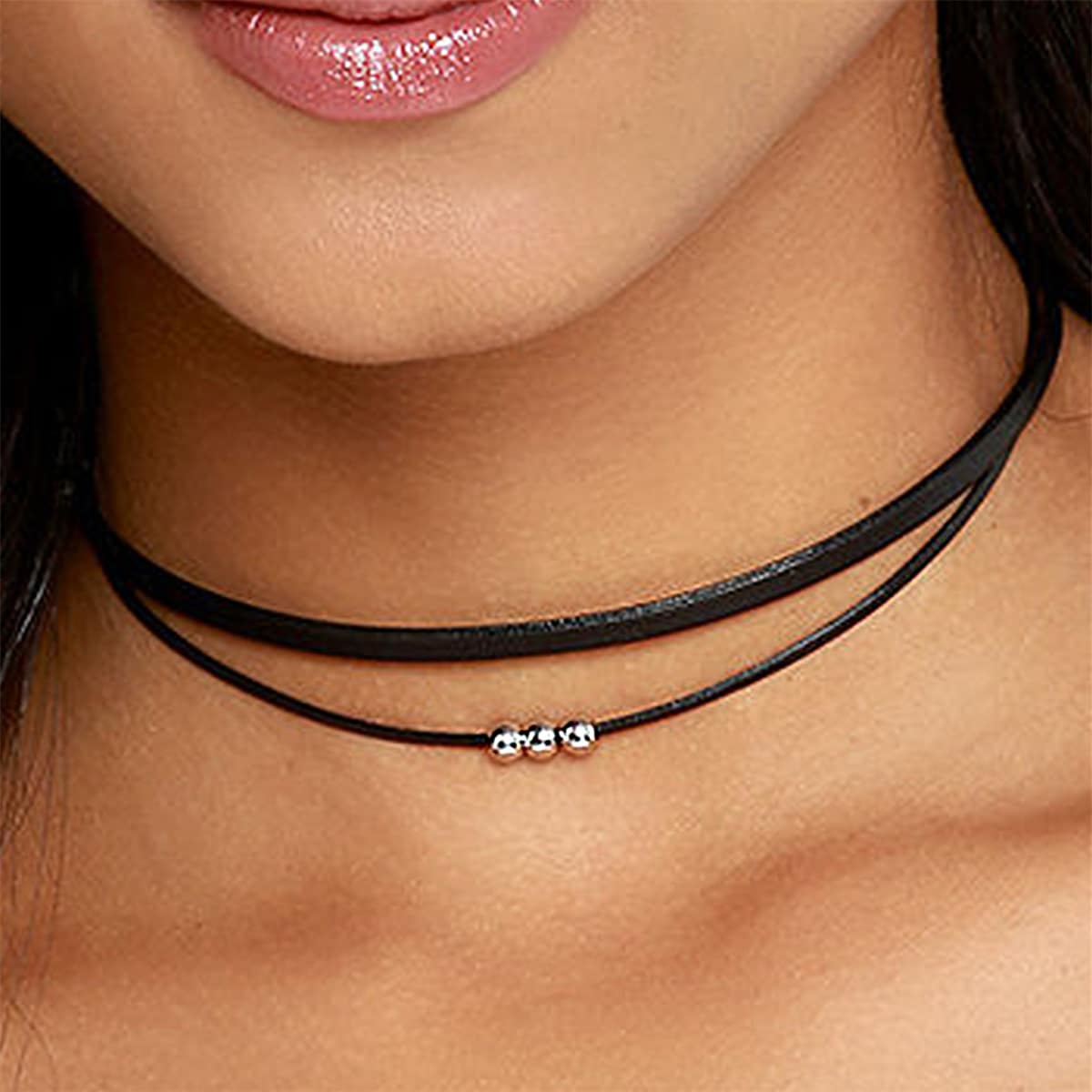 

Minimalist Layered Necklace, Black