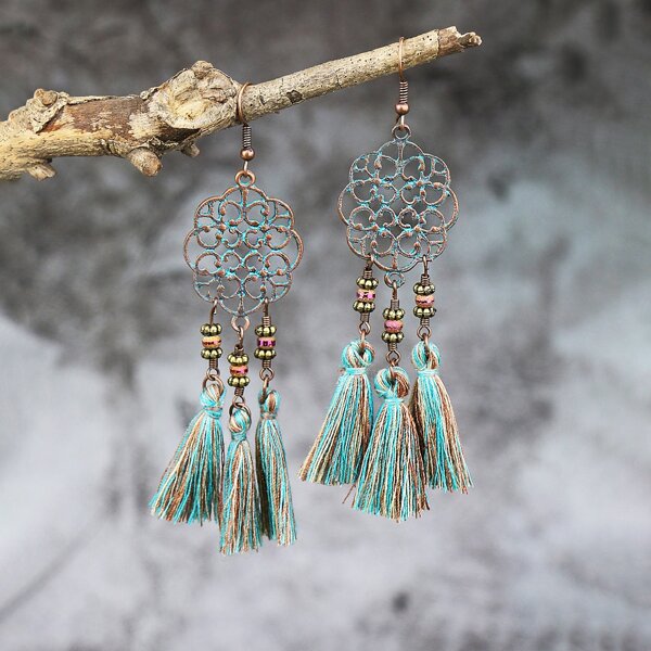 

Tassel Decor Drop Earrings, Multicolor