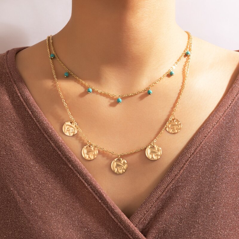 

Disc Decor Layered Necklace, Gold