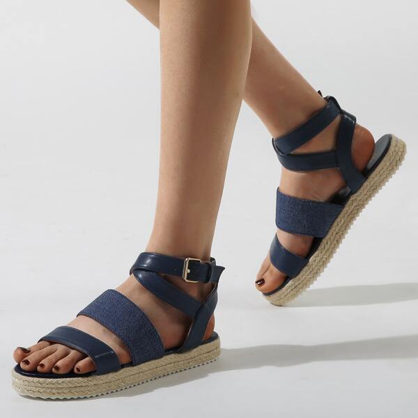 

Minimalist Buckle Decor Strap Sandals, Blue