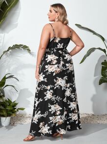 SHEIN VCAY 大碼圍裹細節花卉吊帶連衣裙 - 彩色 - 查看 2