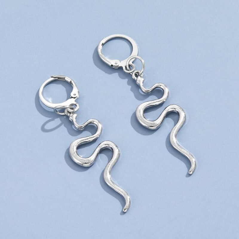 

Serpentine Design Drop Earrings, Silver