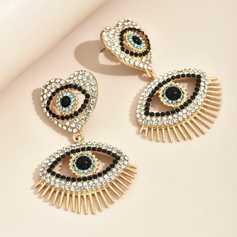 

Rhinestone Eye Drop Earrings, Multicolor