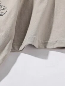 Manfinity Camiseta con estampado de oso de dibujos animados - Albaricoque - Ver 3