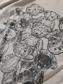 Manfinity Camiseta con estampado de oso de dibujos animados - Albaricoque - Ver 4