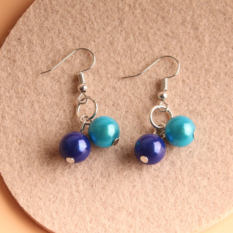 

Ball Decor Drop Earrings, Blue