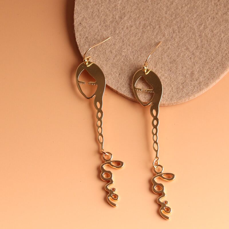 

Letter Drop Earrings, Gold