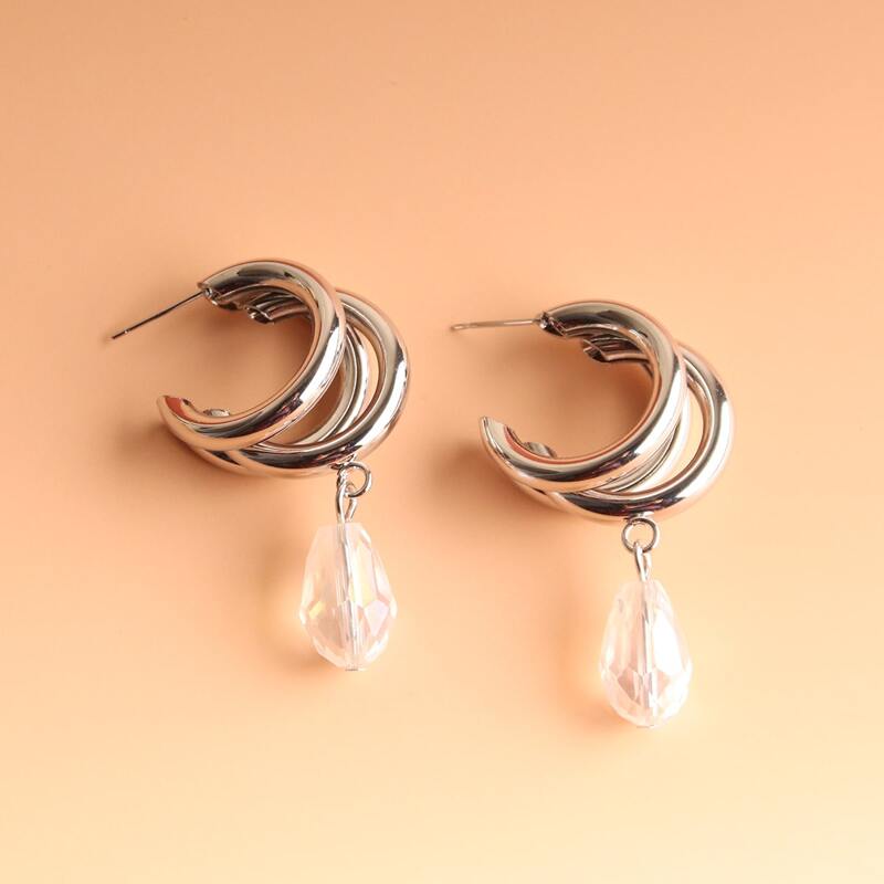 

Layered Ring Hoop Earrings, Silver