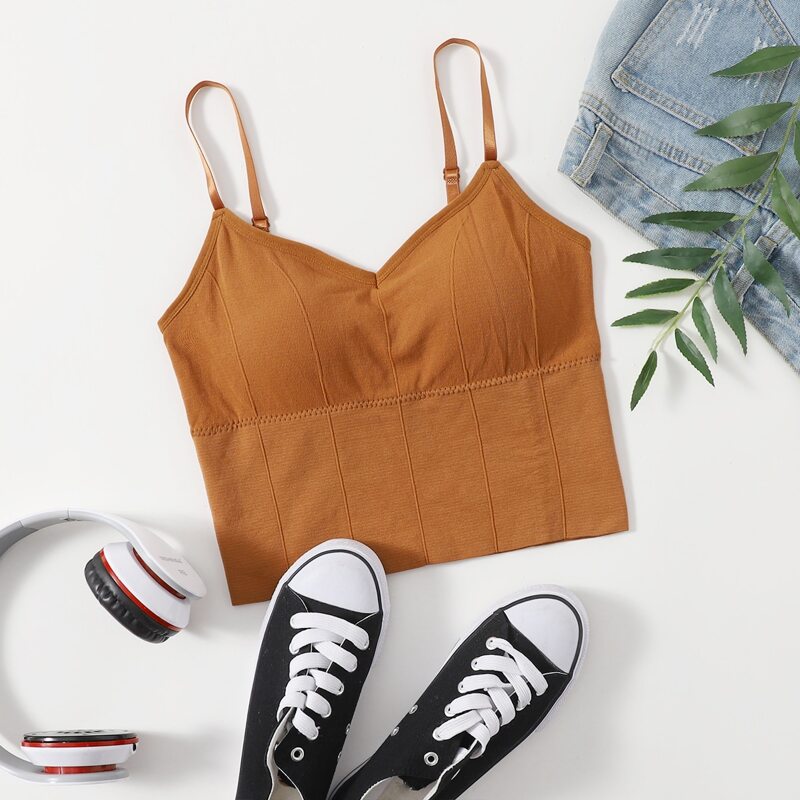 

Seamless High Support Cami Sports Bra, Brown