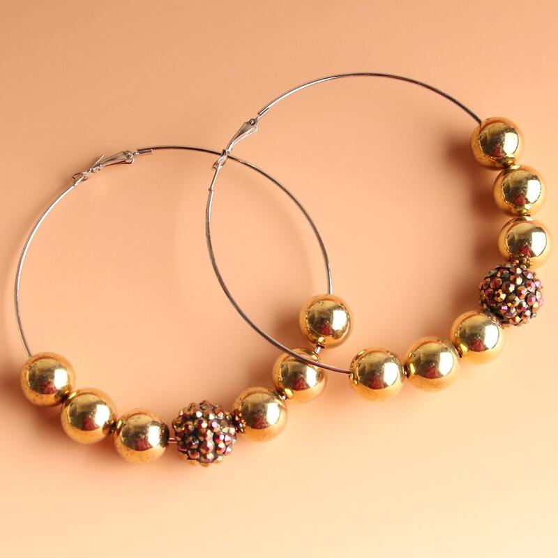 

Ball Decor Hoop Earrings, Gold