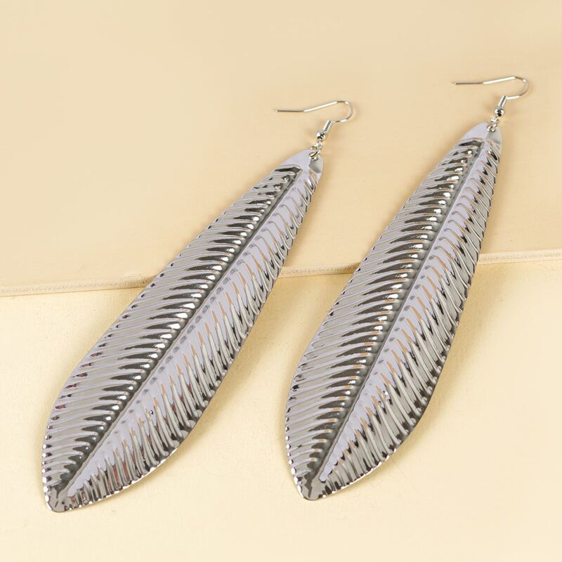 

Leaf Drop Earrings, Silver