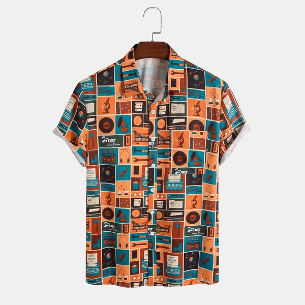 

Men Allover Print Button Front Shirt, Multicolor
