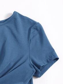 Muchica Twist Hem Solid Tee - Dusty Blue - View 5