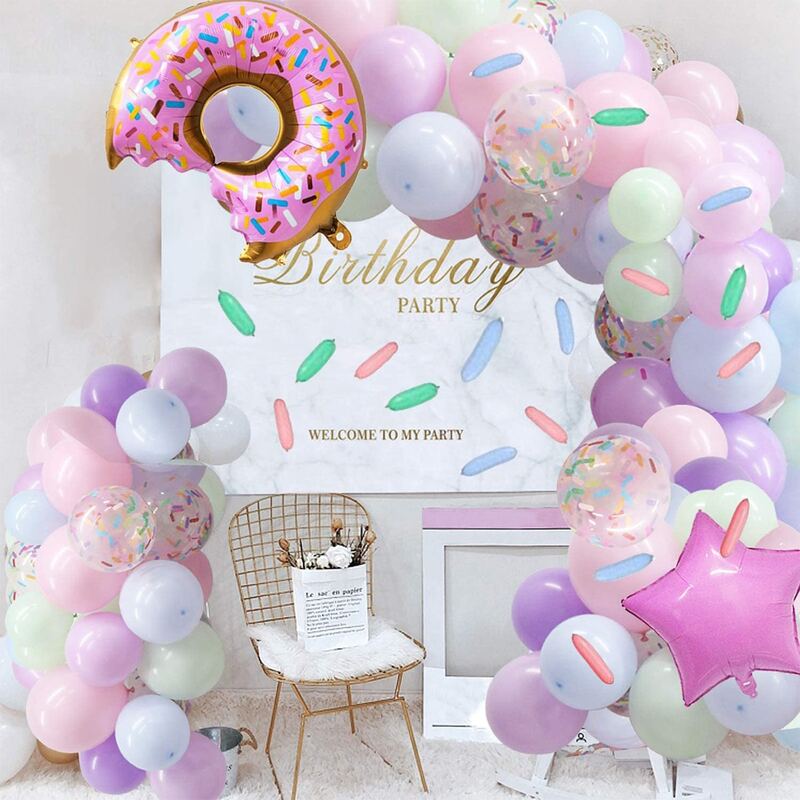 

136pcs Donut Balloon Set, Multicolor