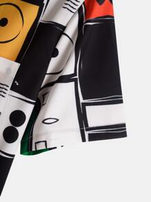 Manfinity 男士滿版幾何圖案弧形下擺襯衫 - 彩色 - 查看 3