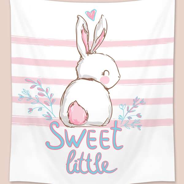 

Kids Cartoon Rabbit Print Tapestry, Multicolor