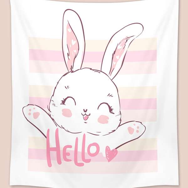 

Kids Cartoon Rabbit Print Tapestry, Multicolor