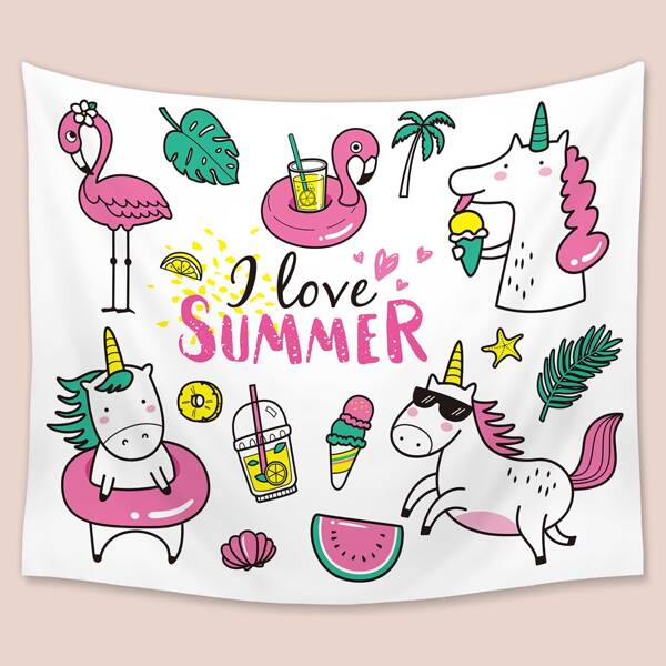 

Kids Flamingo Print Tapestry, Multicolor
