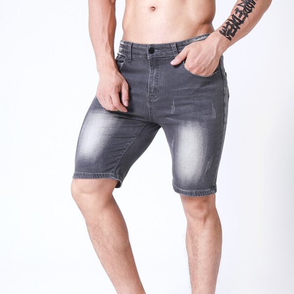 

Men Ripped Washed Denim Shorts, Black