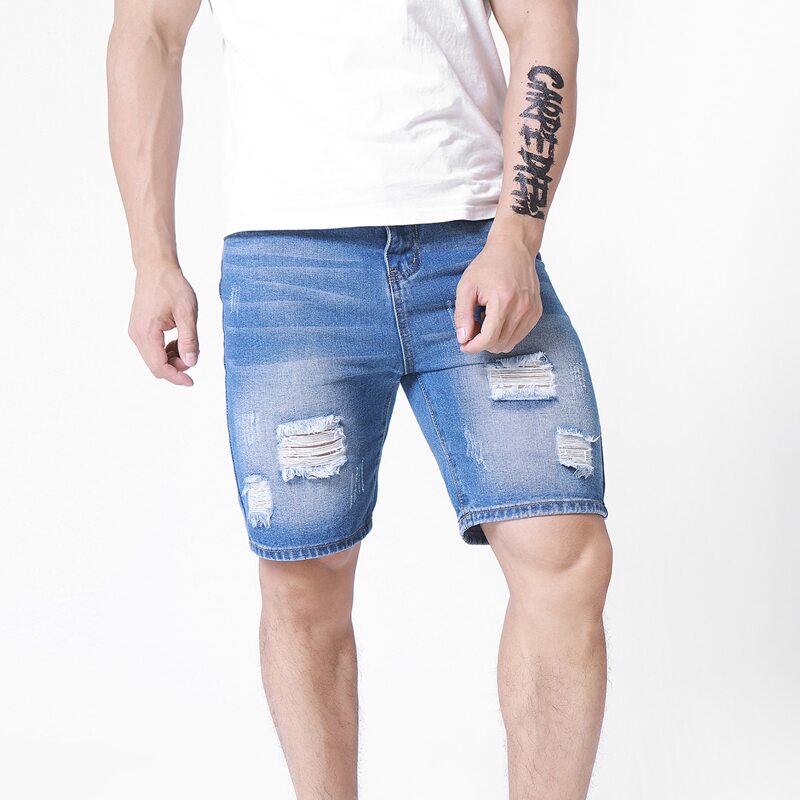 

Guys Ripped Washed Denim Shorts, Medium wash