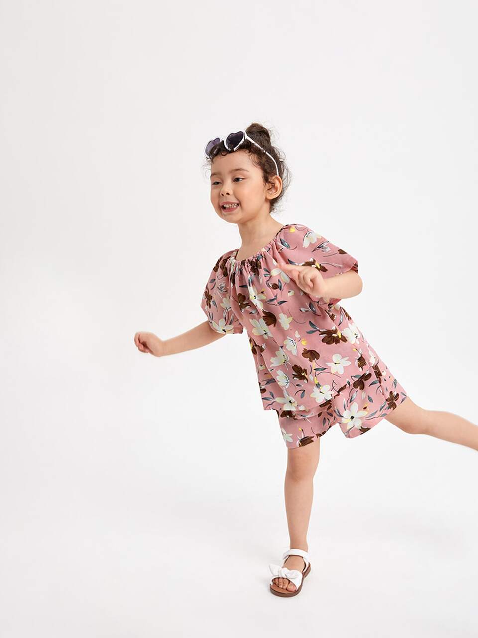 Toddler Girls Floral Blouse With Shorts