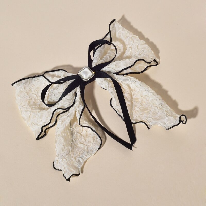 

1pc Bow Knot Hair Clip, Black and white