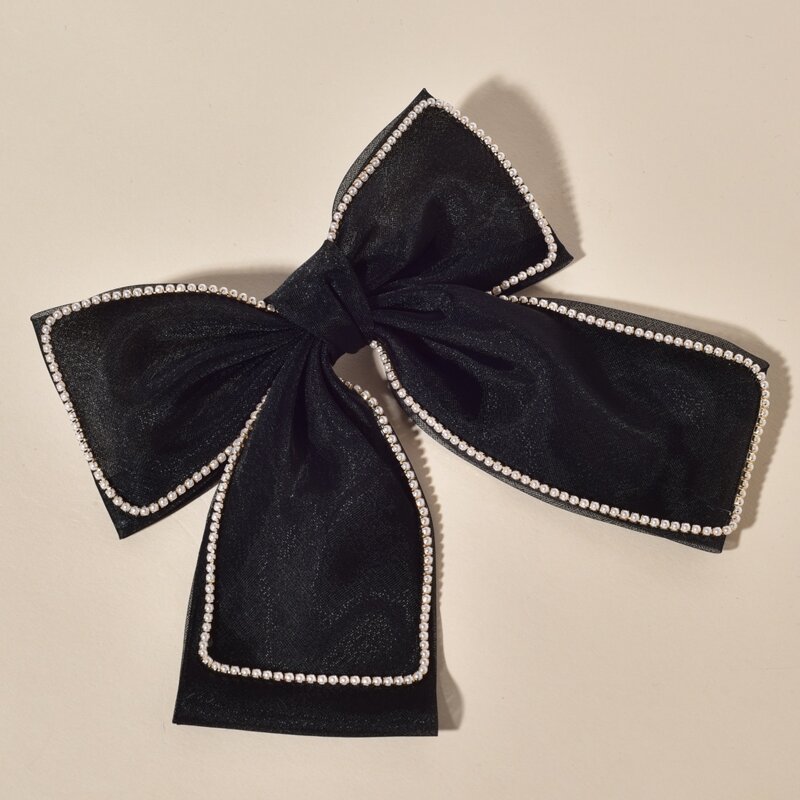 1pc Bow Knot Hair Clip, Black and white