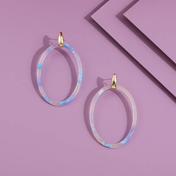 

Hollow Out Geo Design Earrings, Multicolor
