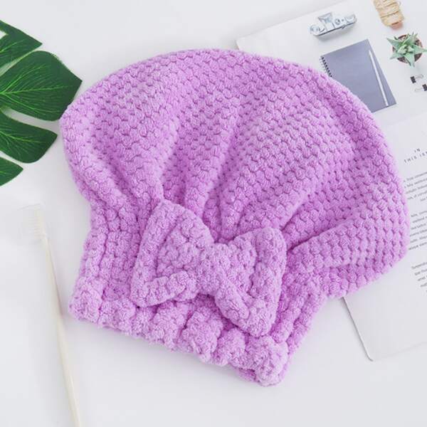 

Bow Decor Hair Drying Cap, Purple