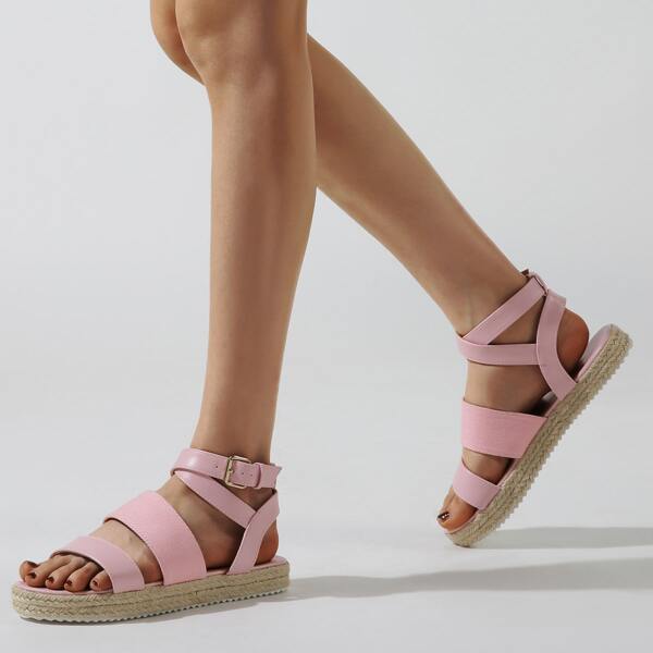 

Minimalist Buckle Decor Strap Sandals, Baby pink