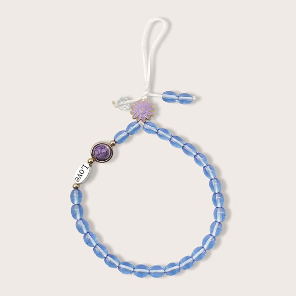 

Daisy Pendant Beaded Phone Lanyard, Blue