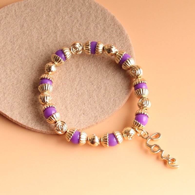 

Letter Beaded Bracelet, Purple