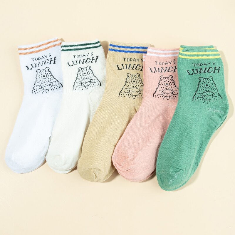 

5pairs Cartoon Graphic Crew Socks, Multicolor