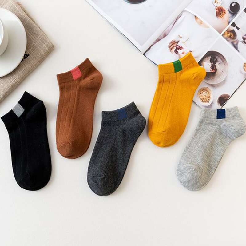 

5pairs Solid Ankle Socks, Multicolor