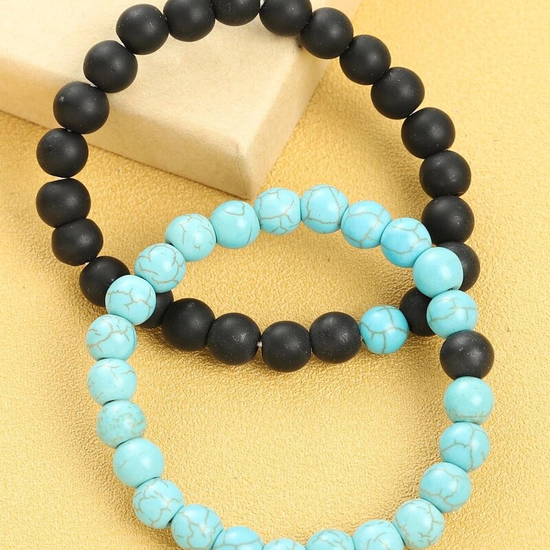

2pcs Simple Beaded Bracelet, Multicolor