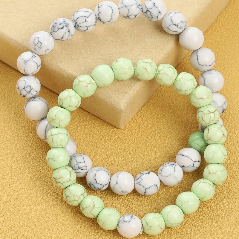 

2pcs Simple Beaded Bracelet, Multicolor