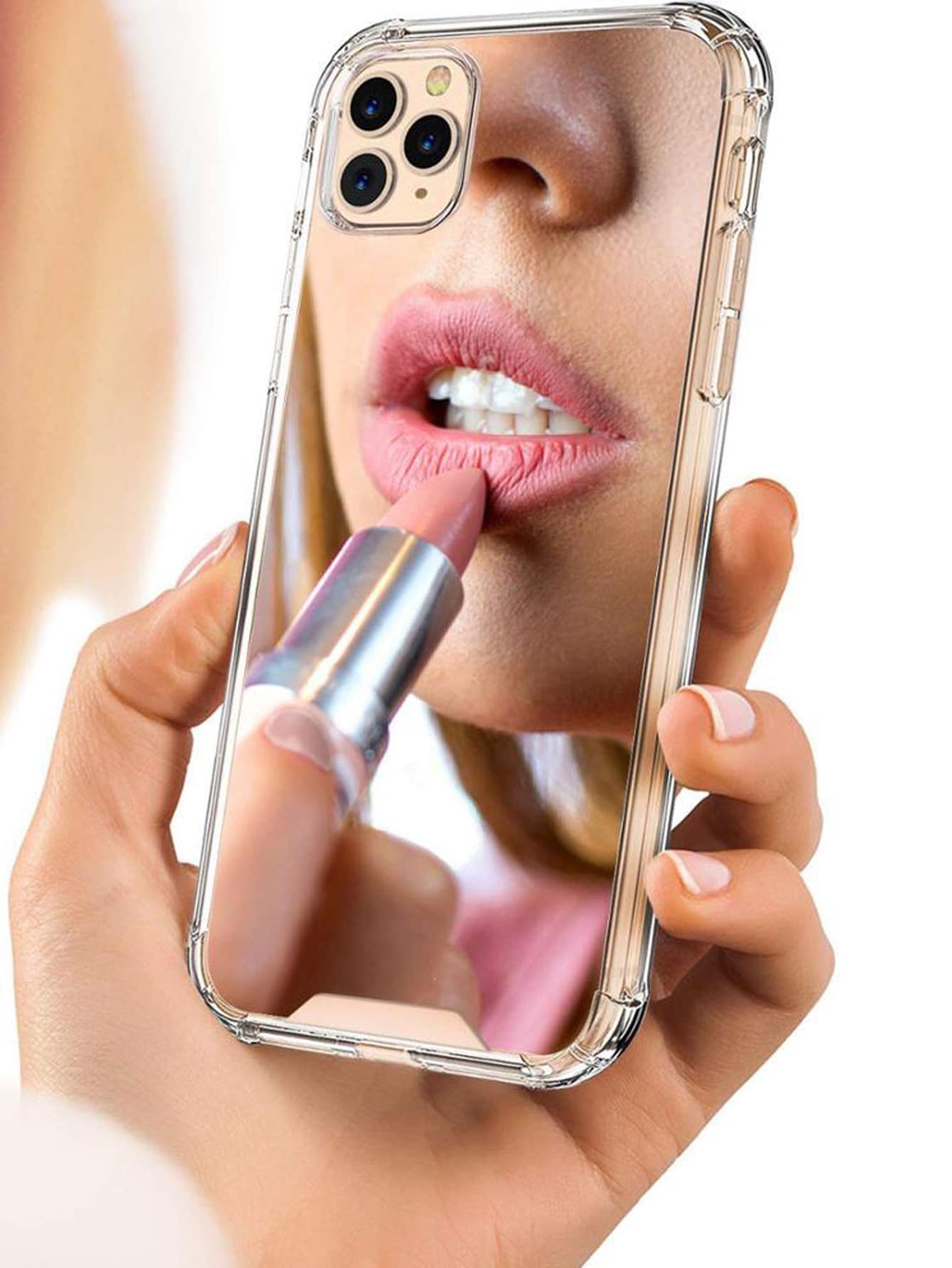 Funda protectora de teléfono con espejo enchapado de moda compatible con iPhone 17 Pro Max/16 Plus - Dorado - Ver 1